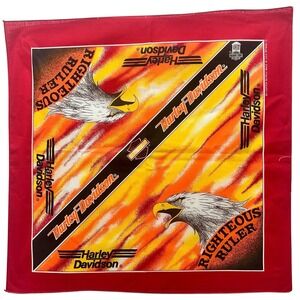 Harley Davidson Red‎ Bandana USA RN 16463 Scarf Handkerchief Eagle Cotton Poly